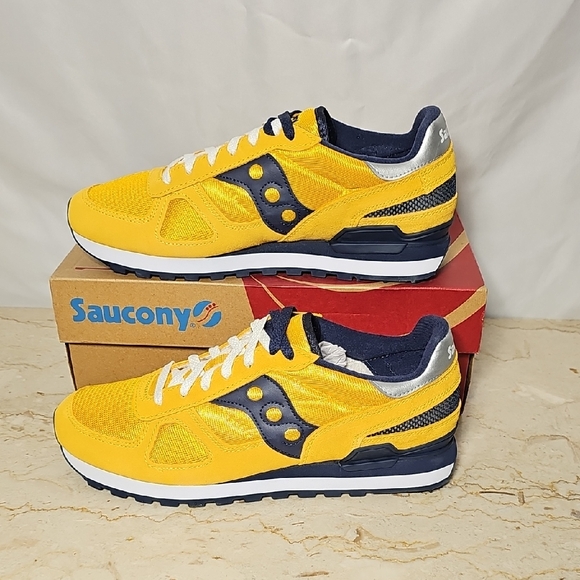 Saucony Other - NWT Saucony Shadow Original Mens Yellow Navy Retro-style Sneaker Shoes 11.5